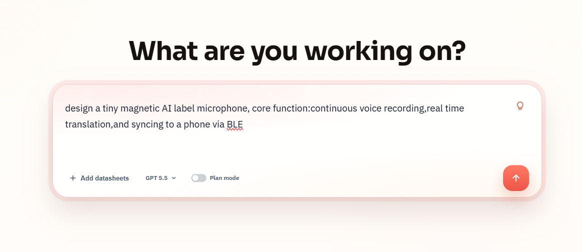 Original prompt entered into SpeedUp for a magnetic AI label microphone.
