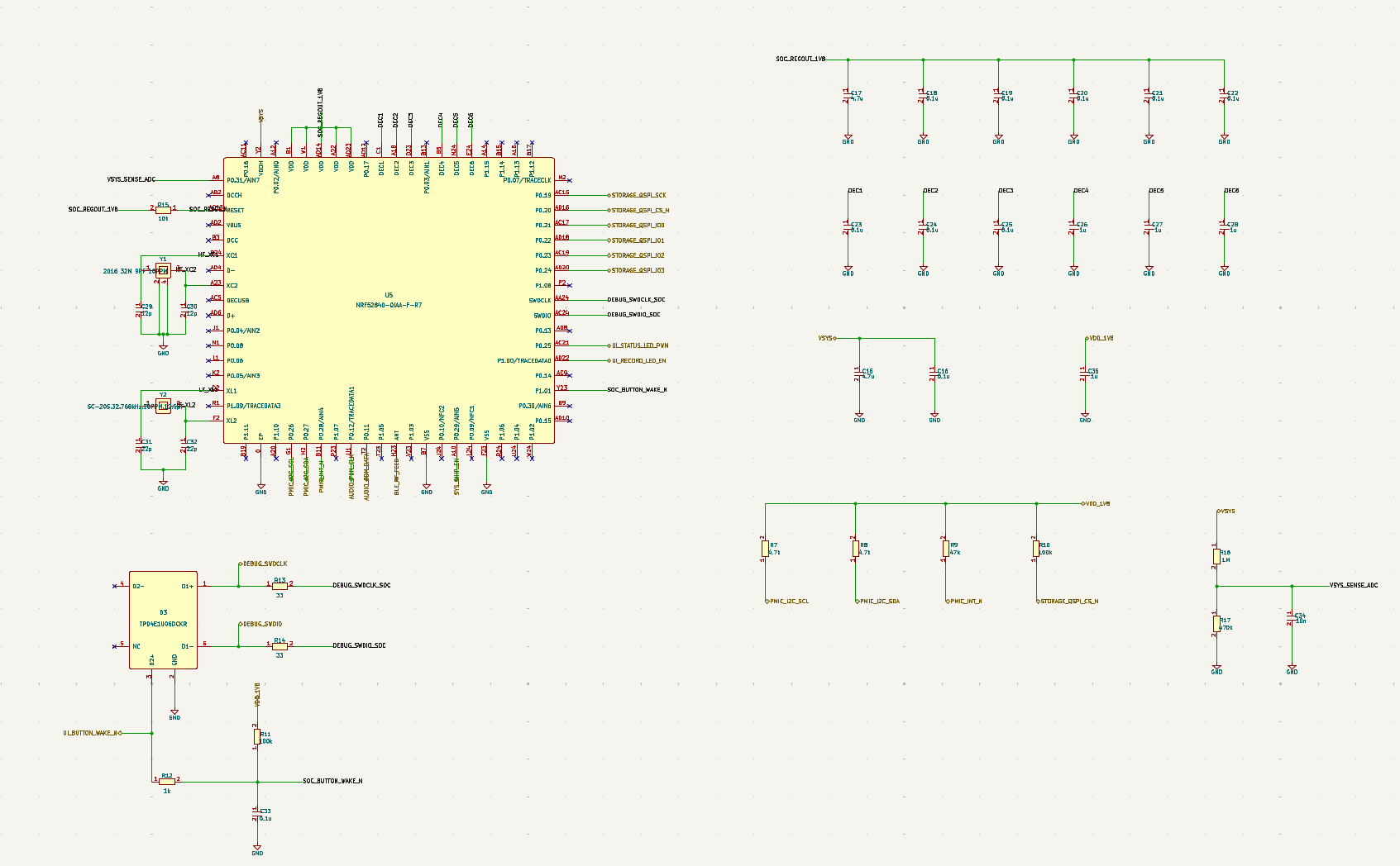 BLE SoC schematic section for the AI recorder project.