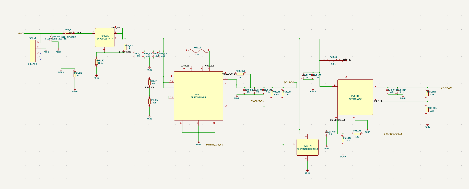 Power input and regulator schematic for the generated desktop robot project.