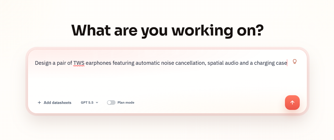Original SpeedUp prompt for a TWS earphones project.